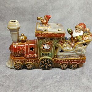 Illuminated Christmas Train Santa Ceramic Train & Lighted By Valerie Parr Hill
